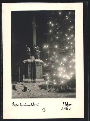 Foto-AK Adalbert Defner: Herzliche Weihnachten!, Tannenbaum mit Kerzen