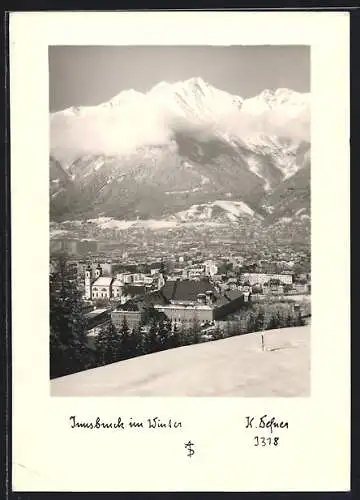 Foto-AK Adalbert Defner: Innsbruck, Stadtpanorama im Winter