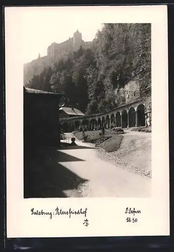 Foto-AK Adalbert Defner: Salzburg, Partie am Petersfriedhof