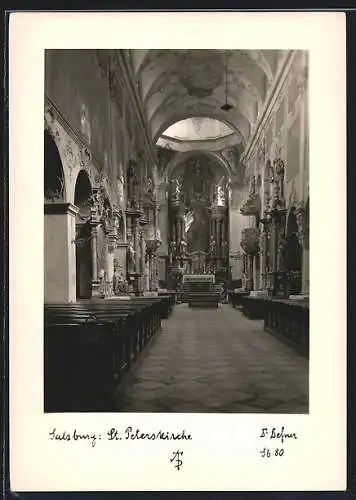 Foto-AK Adalbert Defner: Salzburg, Innenansicht d. St. Peterskirche