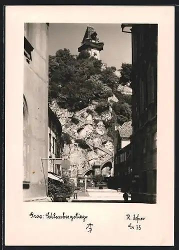 Foto-AK Adalbert Defner: Graz, Schlossbergstiege im Sonnenschein