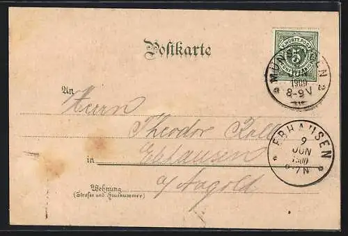Lithographie Münsingen, Truppen-Übungsplatz, Casino