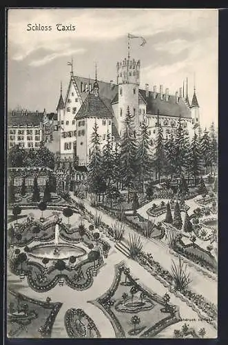 Künstler-AK sign. Hans Pernat: Dischingen, Schloss Taxis mit Gartenanlagen