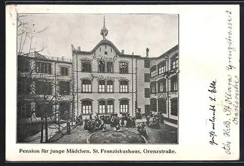 AK Karlsruhe, Pension für junge Mädchen, St. Franziskushaus, Grenzstrasse