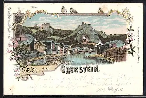 Lithographie Oberstein, Ortsansicht