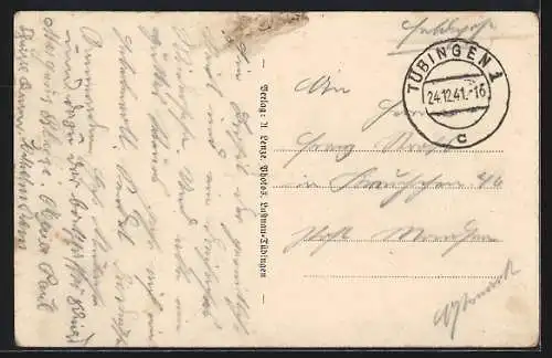 AK Lustnau, Küferei und Gasthaus zum Hirsch, Totalansicht