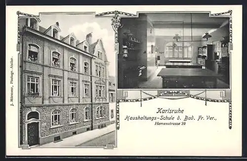 AK Karlsruhe, Haushaltungs-Schule d. Bad. Fr. Ver., Herrenstrasse 39, Innenansicht