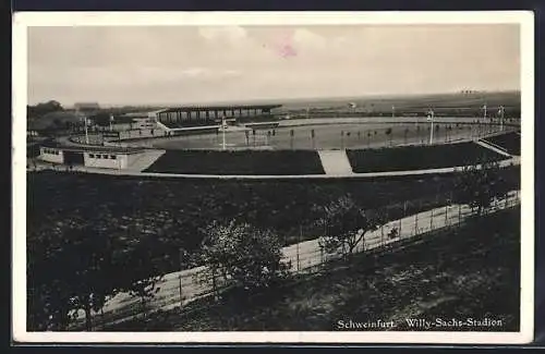 AK Schweinfurt, Willy-Sachs-Stadion aus der Vogelschau