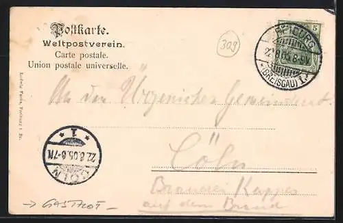 AK Freiburg i. Br., Gasthof Hummels Weinstube, Inh. Wilhelm Ernst