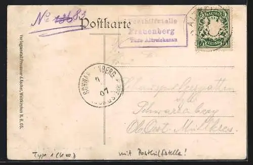 AK Altreichenau - Frauenberg, Gasthaus von J. Rodler, Posthilfsstempel