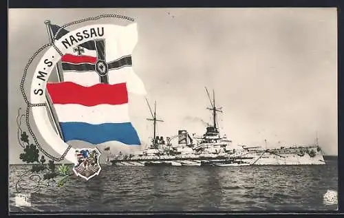 AK Kriegsschiff SMS Nassau, Reichskriegsflagge