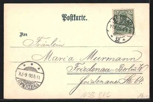 Lithographie Breslau, Strassenpartie am Rathaus