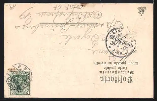 Passepartout-Lithographie Mutzig, Ansicht vom Bahnhof auf Birkenrinde