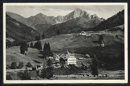 AK Mauthen, Alpenpension Plöckenhaus mit dem Gr. Paal und Pic di Timaù