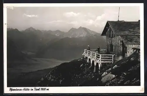 AK Pfrontener Hütte, Berghütte bei Pfronten mit Hochvogel, Kugelhorn, Mädelegabel, Trettachspitze und Gaishorn
