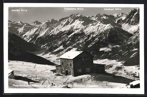 AK Patscherkofel-Schutzhaus gegen die Stubaier Gletscher