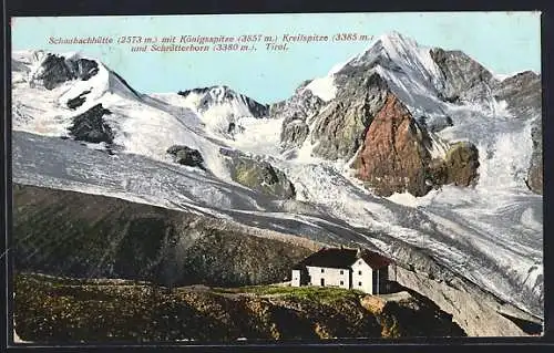 AK Schaubachhütte mit Königsspitze, Kreilspitze und Schrötterhiorn
