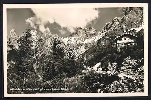 AK Mittenwalder Hütte, Gebirgspartie mit Karwendelspitzen