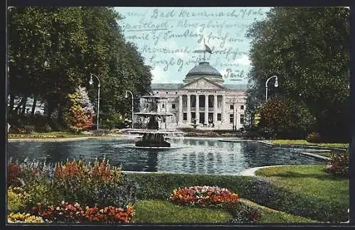 AK Wiesbaden, Kurhaus mit Brunnen