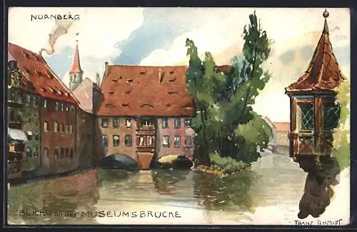 Künstler-AK Nürnberg, Blick von der Museumsbrücke