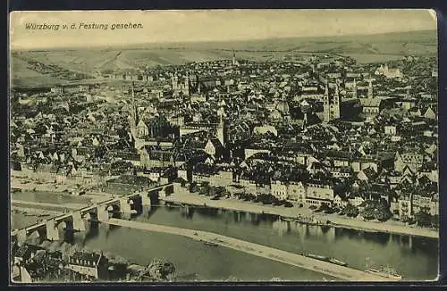 AK Würzburg, Teilansicht von der Festung gesehen