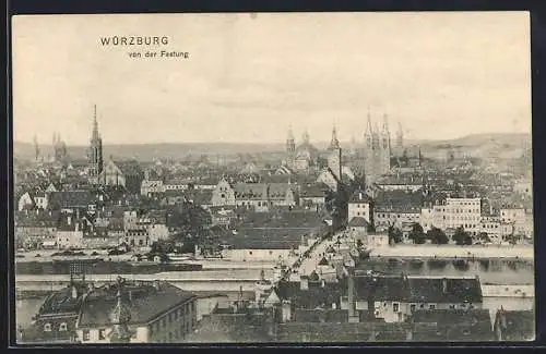 AK Würzburg, Gesamtansicht von der Festung aus gesehen