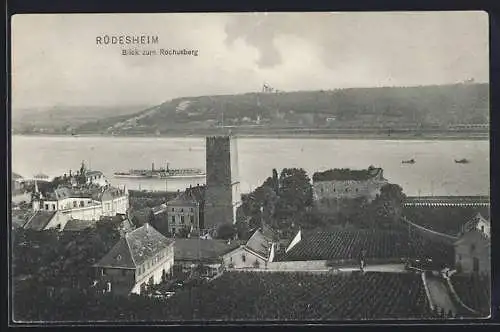 AK Bingen /Rhein, Ortsansicht mit Blick zum Rochusberg