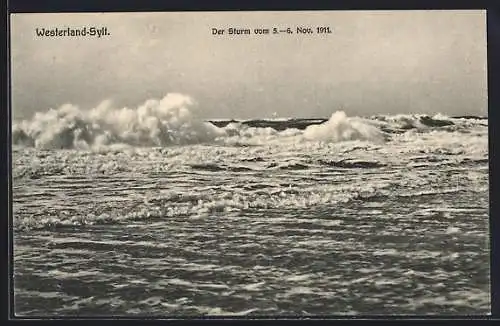 AK Westerland /Sylt, Meer bei Sturm 1911