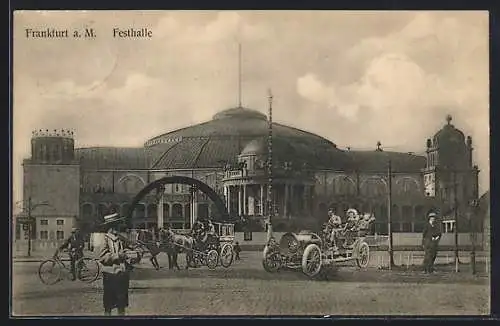 AK Frankfurt-Westend, Festhalle mit Strassenpartie