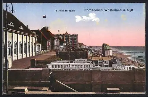 AK Westerland a. Sylt, Nordseebad, Strandanlagen