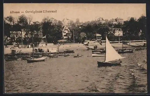 AK Hamburg-Oevelgönne, Ruderboote und Elbstrand