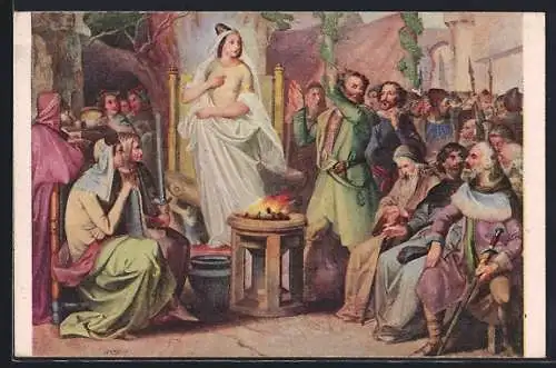 Künstler-AK J. Hellich, Libusin soud, Minerva Praha