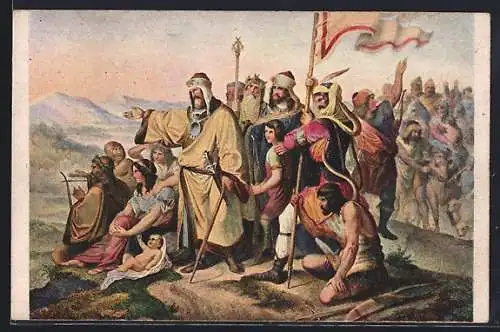 Künstler-AK A. R. Lhota, Prichd Cechu, Minerva Praha