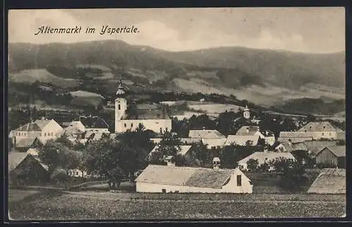 AK Altenmarkt im Yspertale, Totalansicht von einen Berg aus