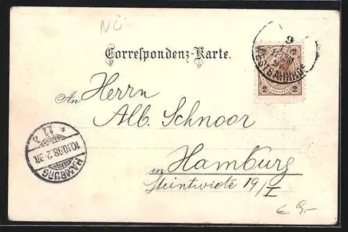 Lithographie Seebenstein, Partie aus dem Schlosspark