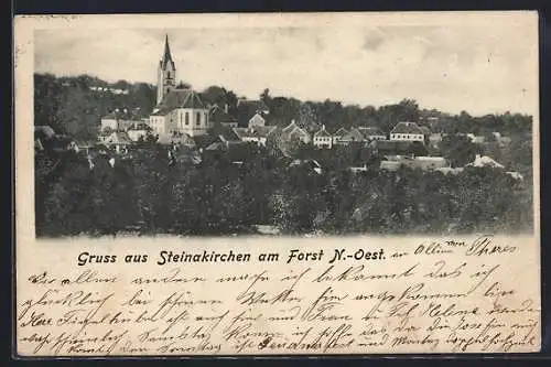 AK Steinakirchen am Forst /N.-Oest., Ortsansicht aus der Vogelschau