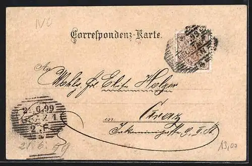 Lithographie Seebenstein, Partie aus dem Schlosspark