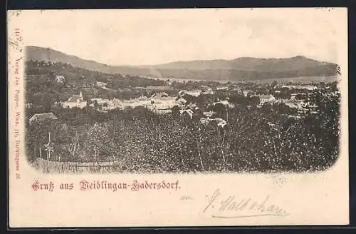 AK Weidlingau-Hadersdorf, Ortsansicht mit Blick ins Land