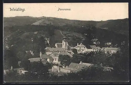 AK Weidling, Panorama mit Kirche