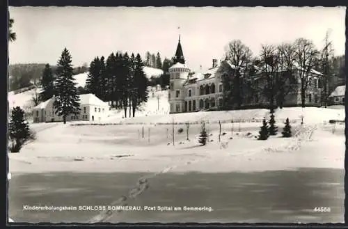 AK Spital am Semmering, Kindererholungsheim Schloss Sommerau im Winterglanz