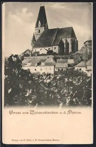 AK Weissenkirchen a. d. Donau, Blick zur Kirche