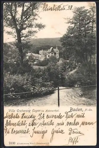 AK Baden /N.-Oe., Villa Erzherzog Eugen im Helenenthal