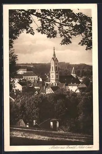 AK Zwettl /Nied.-Oest., Kirche im Ortsbild