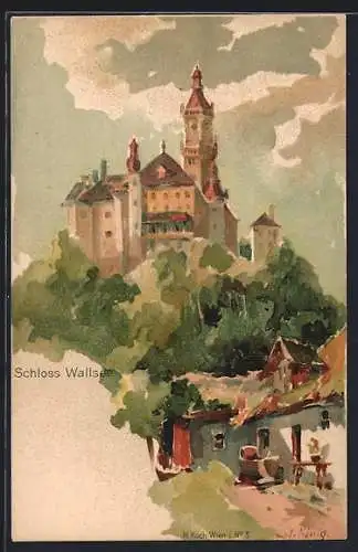 Lithographie Wallsee, Schloss Wallsee