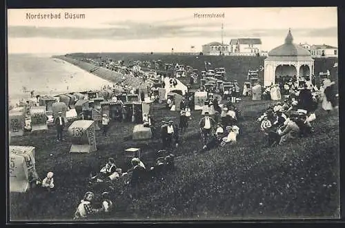 AK Büsum, Herrenstrand mit Besuchern und Badegästen