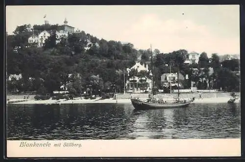 AK Hamburg-Blankenese, Teilansicht mit Fischerboot auf der Elbe