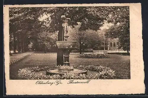 AK Oldenburg-Gr., Theaterwall mit Brunnen