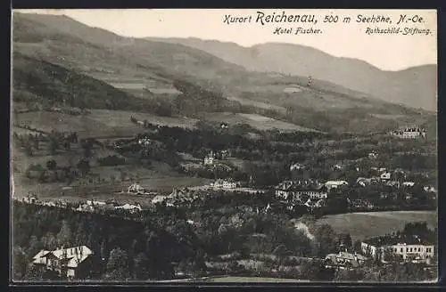AK Reichenau /N.-Oe., Teilansicht mit Hotel Fischer und Rothschild-Stiftung