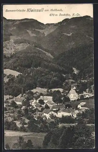 AK Kleinzell am Hallbach, Ortsansicht aus der Vogelschau