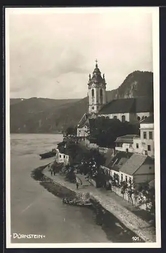 AK Dürnstein a. d. Donau, Teilansicht mit Kirche